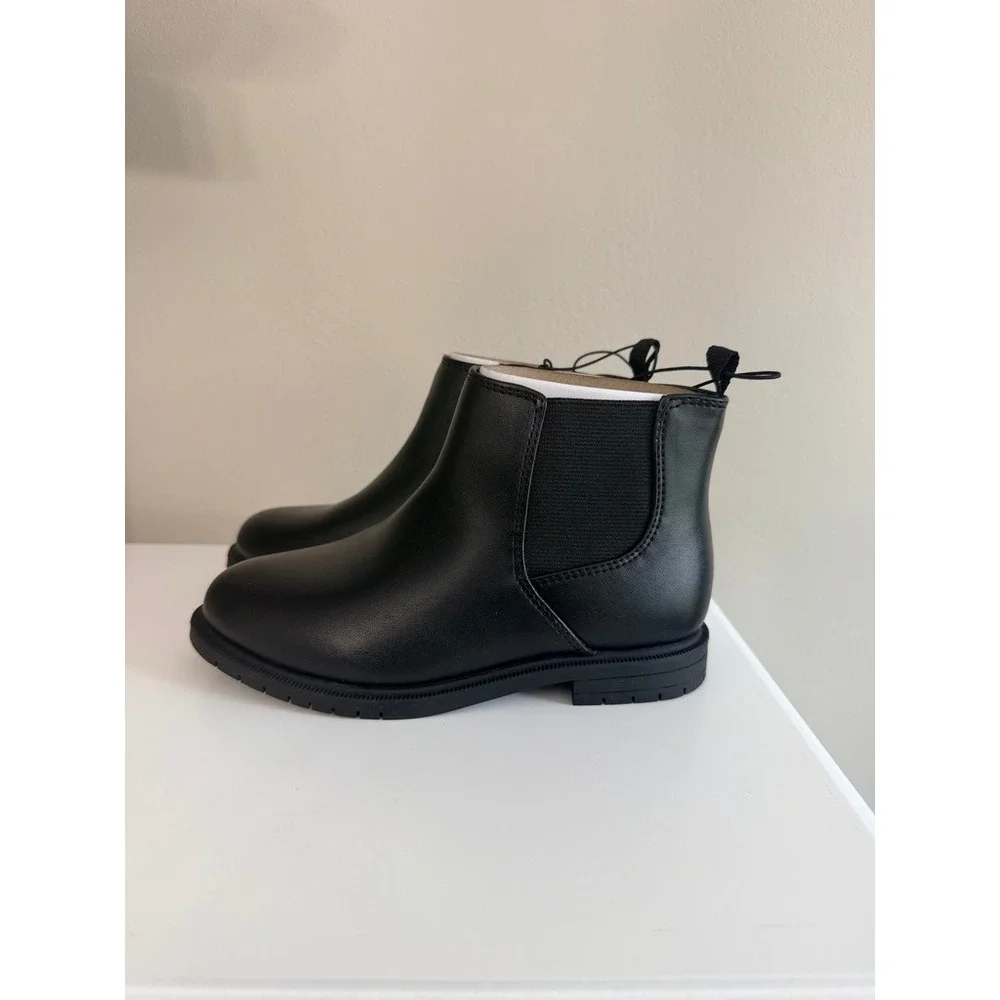 Cat & Jack Tanner Chelsea Boots Toddler 11 Black Zipper Lug Sole NWT
